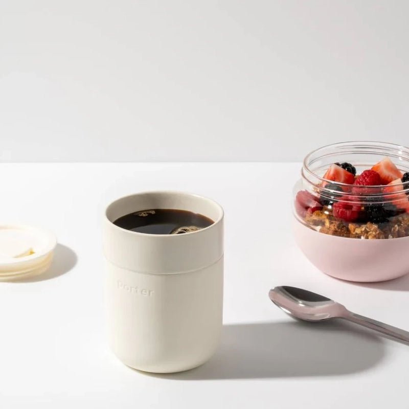 Portable Ceramic Mug with Protective Silicone Sleeve & Lid - 355ml