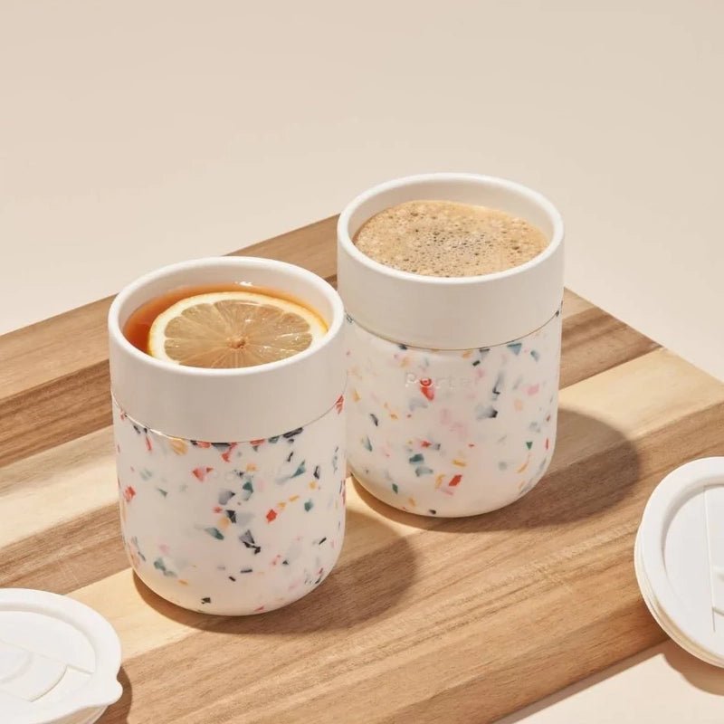 Portable Ceramic Mug with Protective Silicone Sleeve & Lid - 355ml