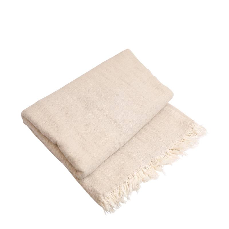 Alice Cotton Muslin Throw Blanket - Beige