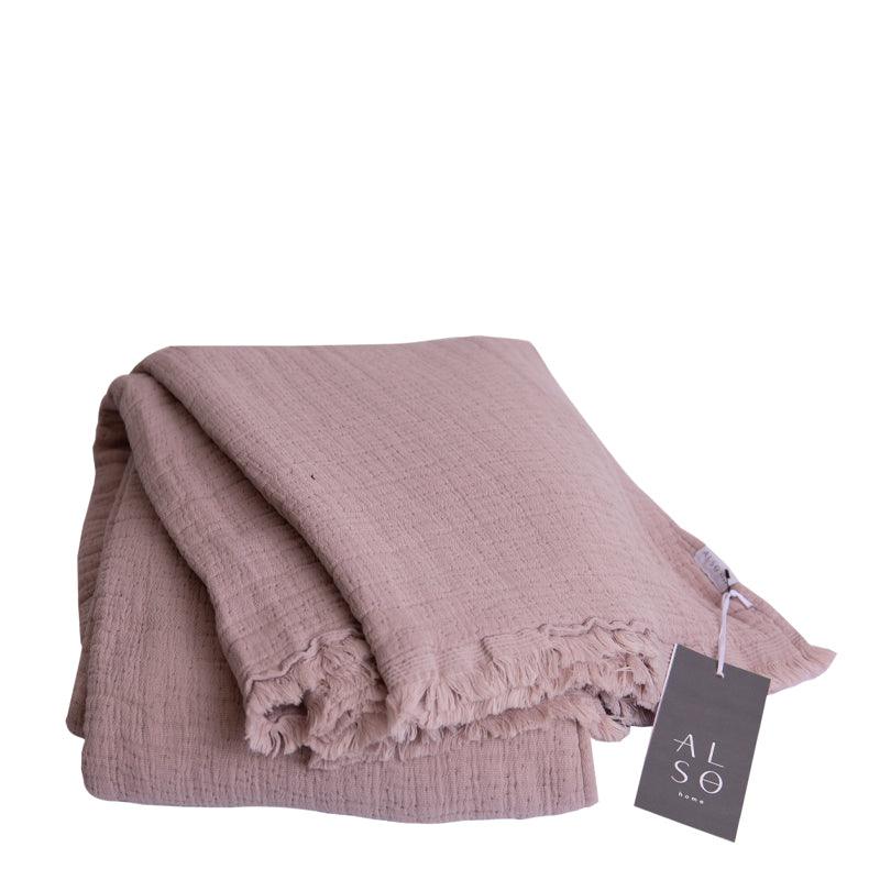 Also Home Simo Cotton Textured Throw/Wrap - Pink Heather