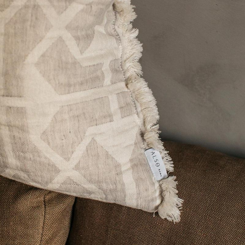 Also Home Tibble Linen &amp; Cotton Pillow - Grey &amp; Beige