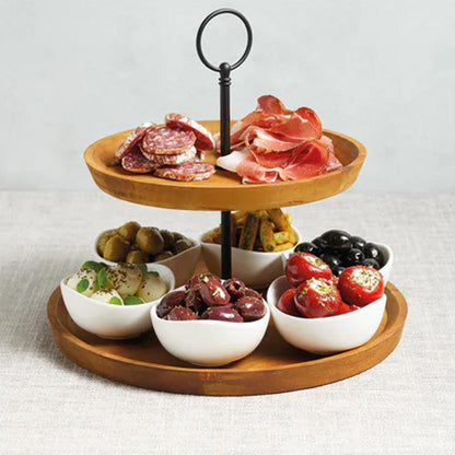 Acacia Wood Appetizer Two-Tier Serving Set