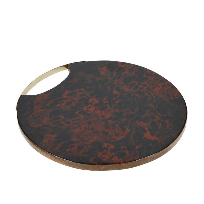 Round Serving Board With Tortoise Shell Resin Finish