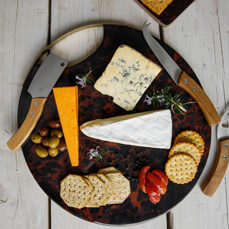 Round Serving Board With Tortoise Shell Resin Finish