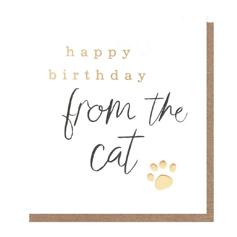 Birthday Card from the Cat or Dog - Gold Foil Paw Print
