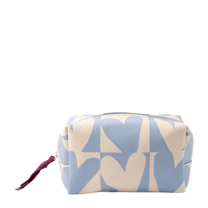 Blue Checkmate Hearts Cube Cosmetic Bag - Leather-Look Makeup Bag