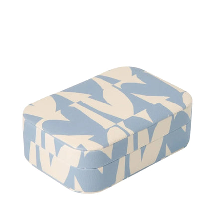 Blue Checkmate Hearts Jewellery Box with Ring Roll &amp; Necklace Hooks