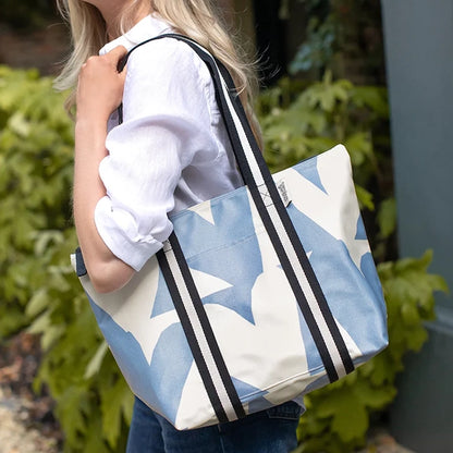 Blue Checkmate Hearts Overnight Bag - Canvas Tote with Zip