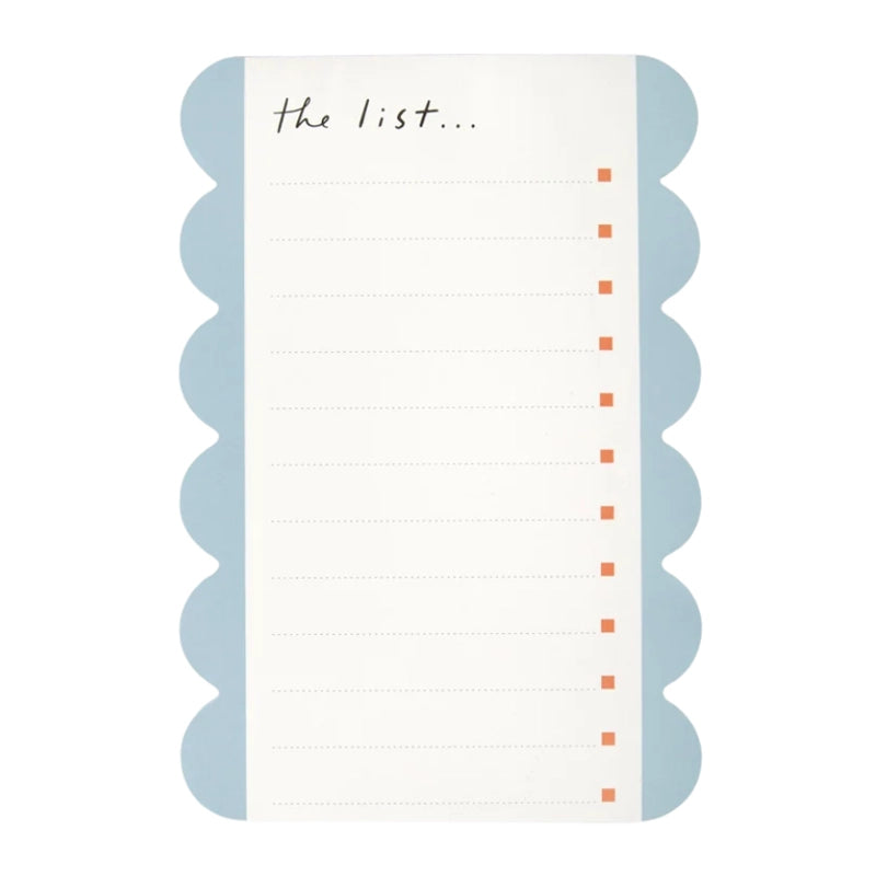 Blue &amp; Wine Scallop Edge List Pad - 60 Pages with Tick Boxes