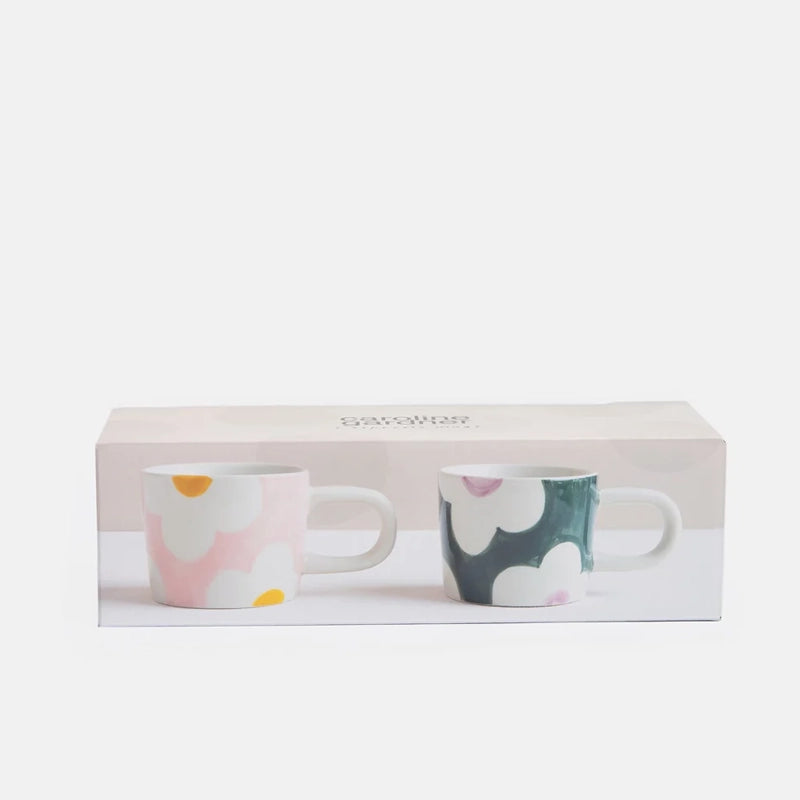 Ceramic Espresso Cups with Elongated Handles - Set of 2