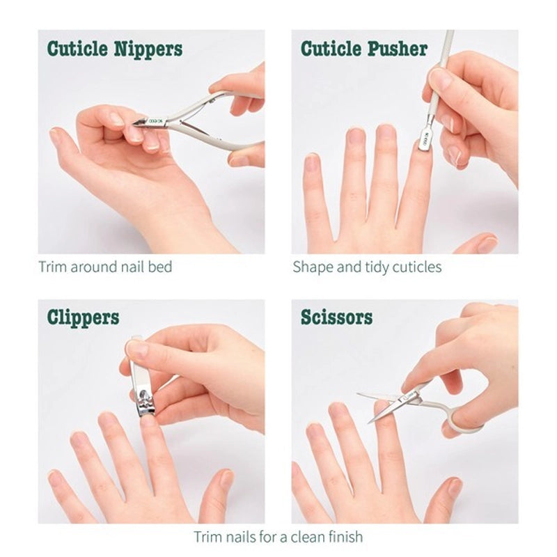 Complete Stainless Steel Manicure &amp; Cuticle Care Set - 4pcs