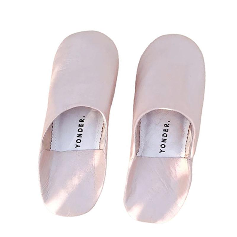 Handmade Babouche Leather Slippers - Ballet Pink