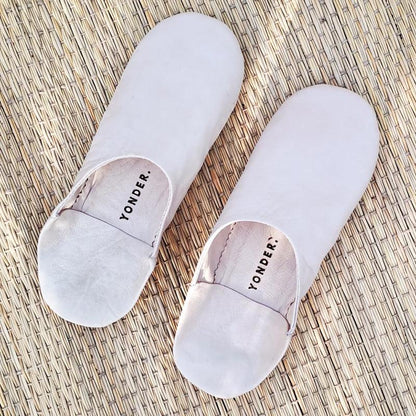 Handmade Babouche Leather Slippers - Nude