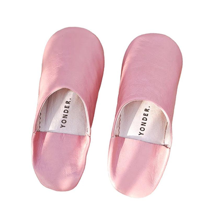 Handmade Babouche Leather Slippers - Pink