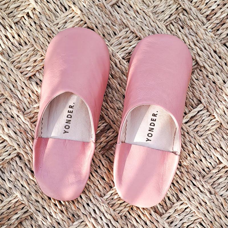Handmade Babouche Leather Slippers - Pink