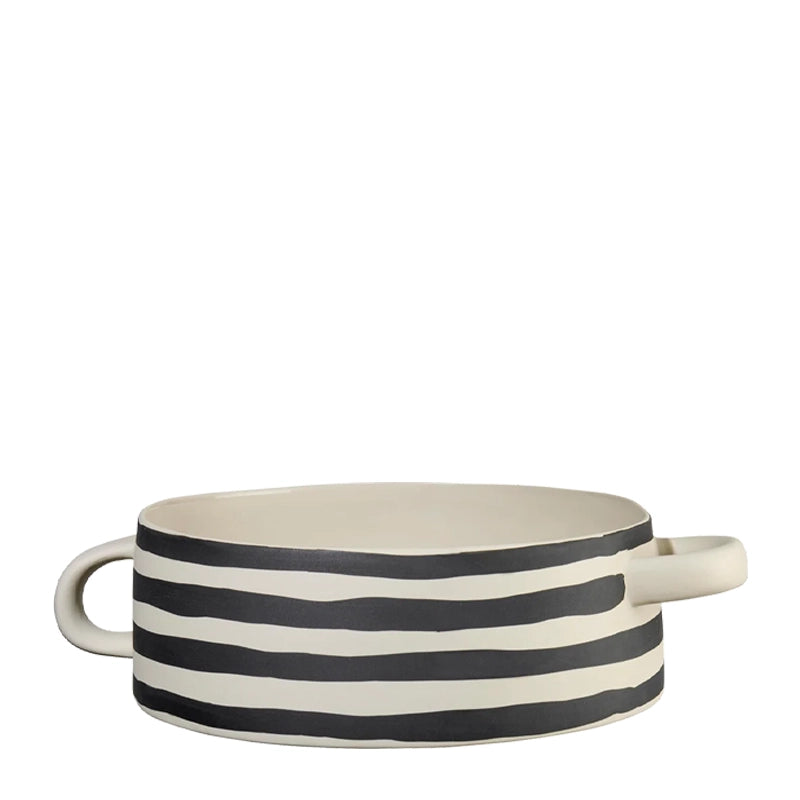 Handmade Striped Stoneware Serving Bowl – Rayu Collection