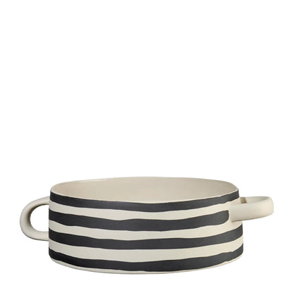 Handmade Striped Stoneware Serving Bowl – Rayu Collection