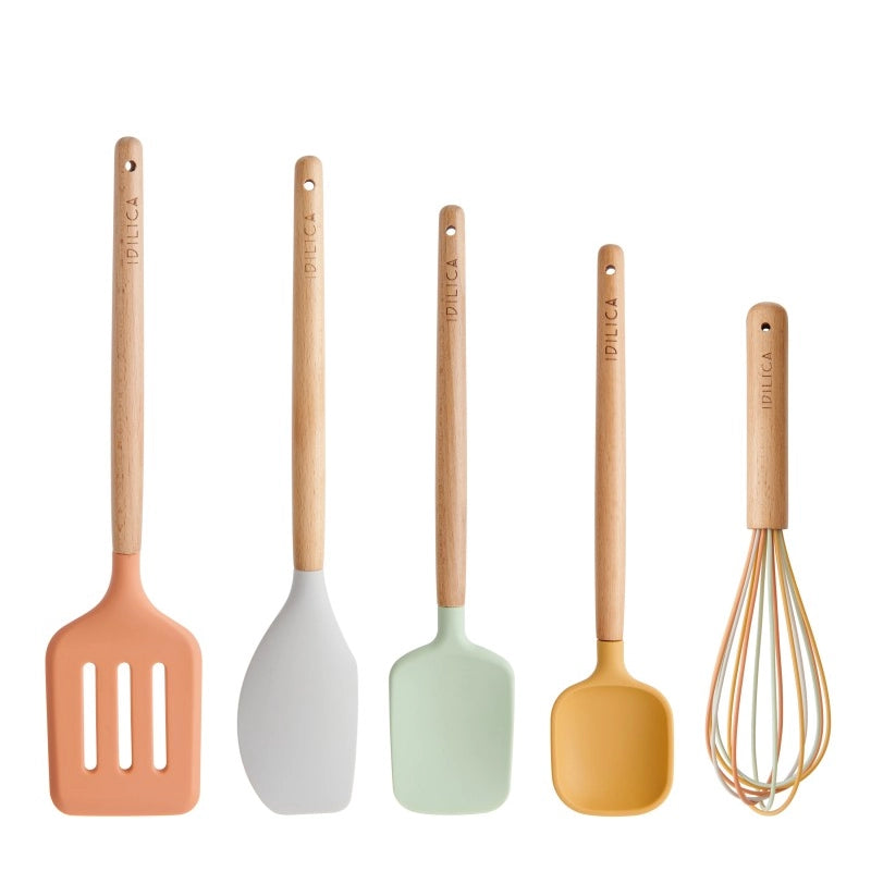 Idilica Heat Resistant Silicone Kitchen Utensils Set - 5pcs