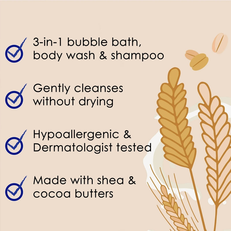 Kids 3-in-1 Oat &amp; Milk Bubble Bath Body Wash &amp; Shampoo - 591ml