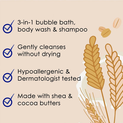 Kids 3-in-1 Oat &amp; Milk Bubble Bath Body Wash &amp; Shampoo - 591ml