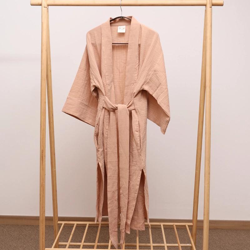 Kimi Cotton Kimono With Belt - Light Peach