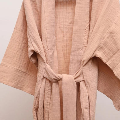 Kimi Cotton Kimono With Belt - Light Peach