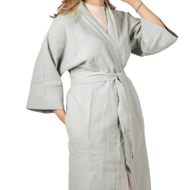 Kimi Cotton Kimono With Belt - Sage Green