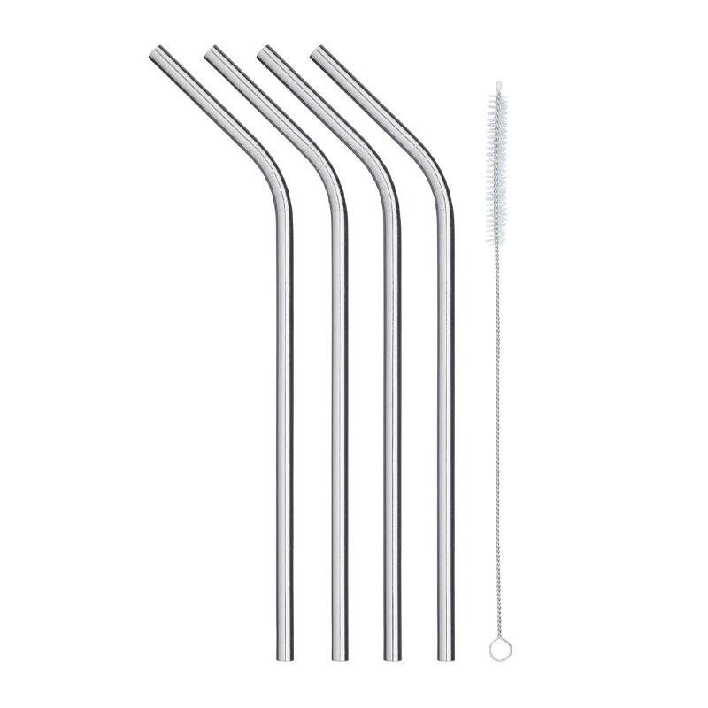 Kitchen Craft Stainless Steel Reusable Drinking Straws With Cleaning Brush - 5pcs