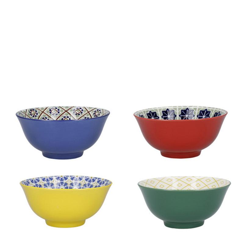 Kitchen Craft World Of Flavours Ceramic Patterned Cereal Bowl Set - 4pcs