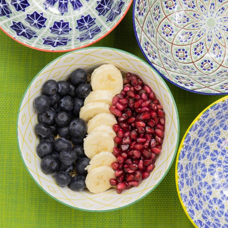 Kitchen Craft World Of Flavours Ceramic Patterned Cereal Bowl Set - 4pcs