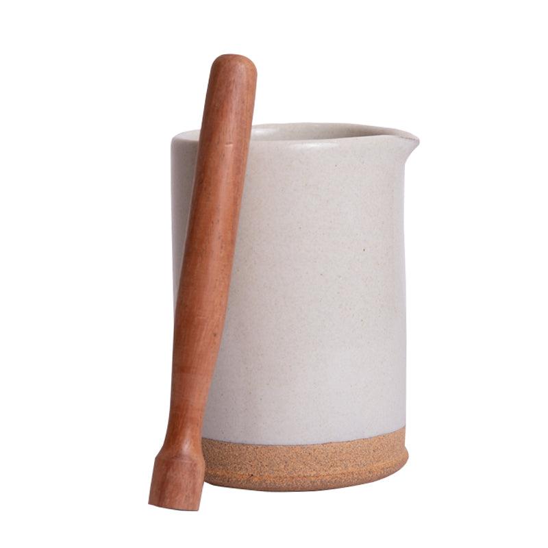 MW Home Ceramic Cocktail Jug with Wooden Muddler - Milk White