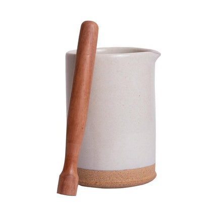 MW Home Ceramic Cocktail Jug with Wooden Muddler - Milk White