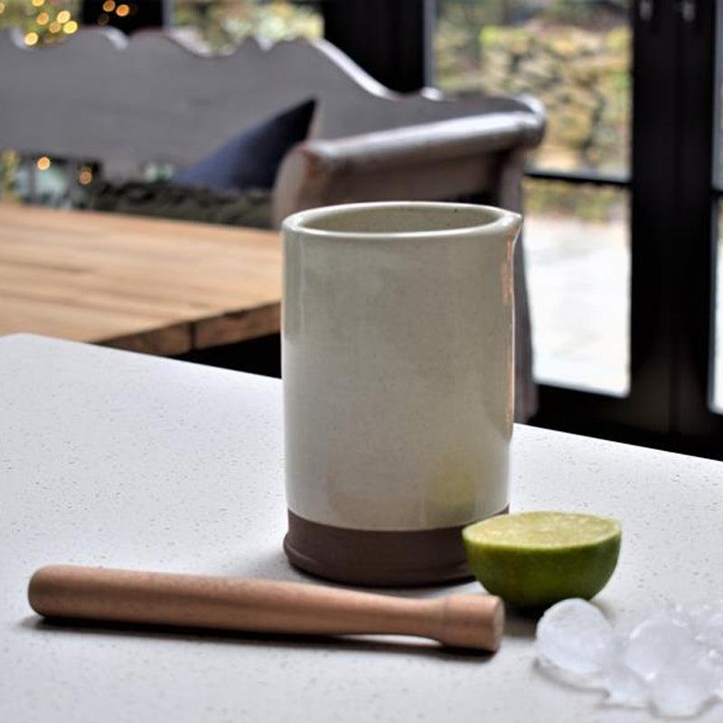 MW Home Ceramic Cocktail Jug with Wooden Muddler - Milk White