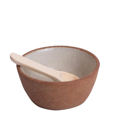 MW Home Ceramic Small Pinch Pot With Wooden Spoon