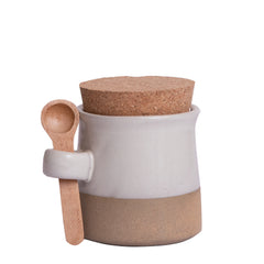 MW Home Yogurt Ceramic Pot With Cord Lid & Wooden Spoon