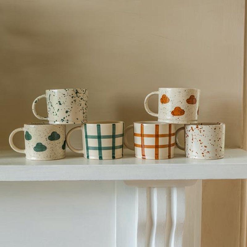 MW Home Gingham Hand-Painted Check Mug - Ginger