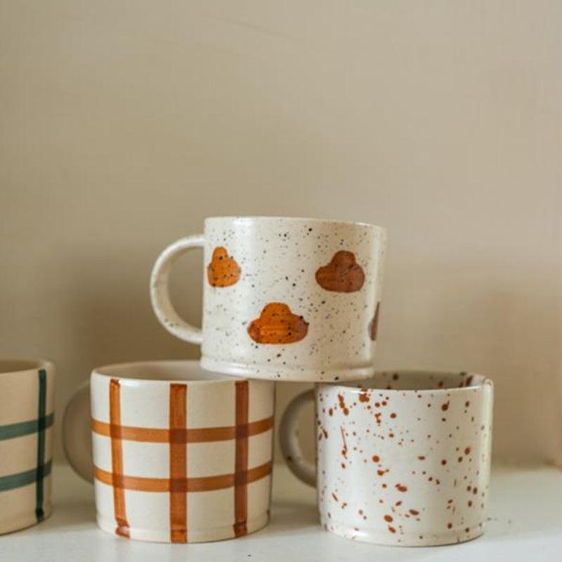 MW Home Gingham Hand-Painted Check Mug - Ginger