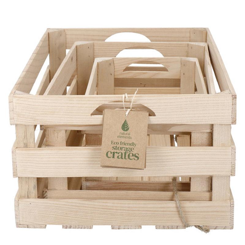 Natural Elements Paulownia Wood Food Storage Crates - 3pcs