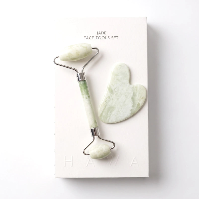 Natural Green Jade Gua Sha &amp; Roller Set for Skin Sculpting