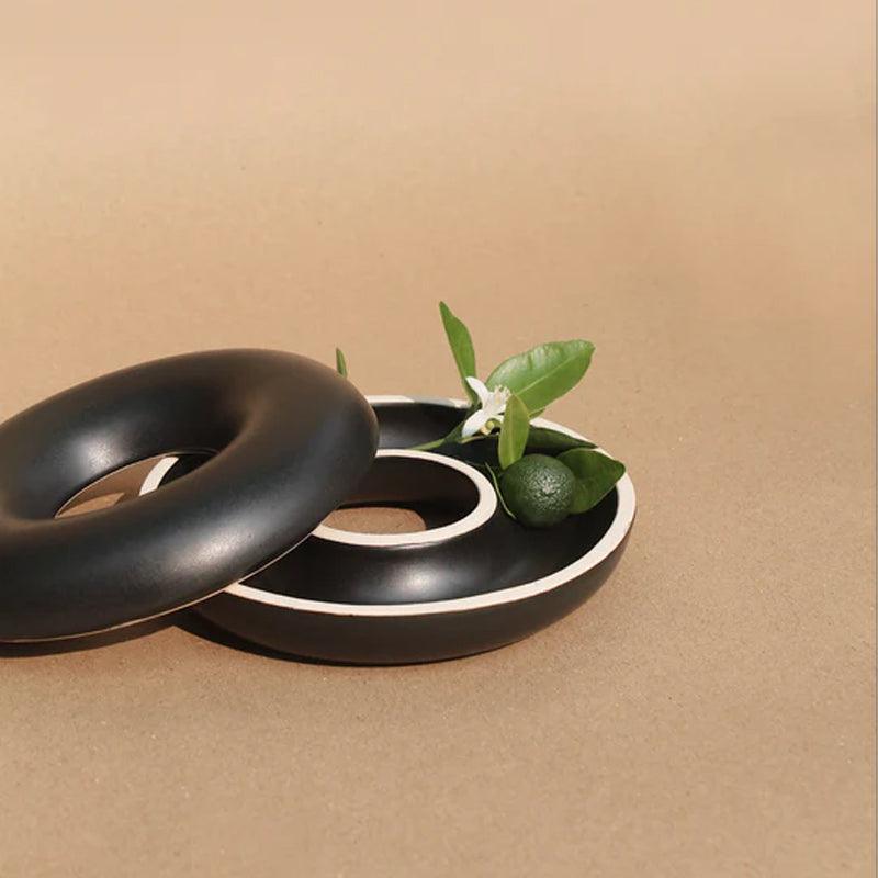 Donut Trinket Ceramic Holder - Black