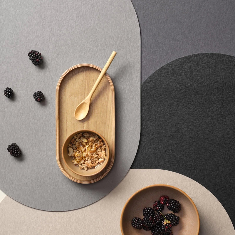 Oval Faux Leather Placemat for Dining Table