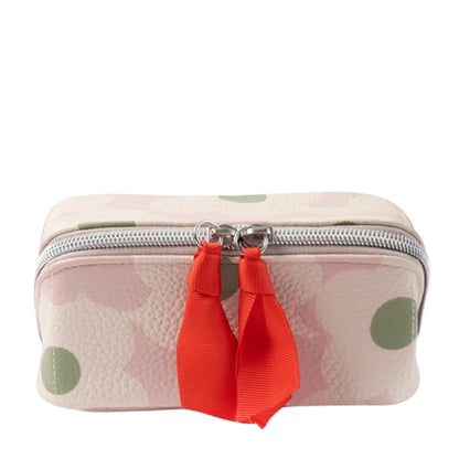 Pink Flower Mini Flat Lay Cosmetic Bag - Small Makeup Pouch
