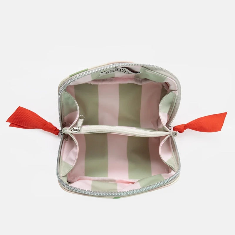 Pink Flower Mini Flat Lay Cosmetic Bag - Small Makeup Pouch