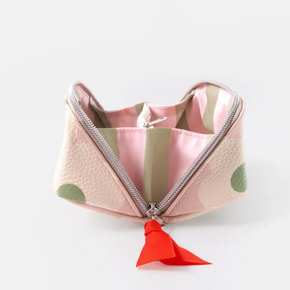 Pink Flower Mini Flat Lay Cosmetic Bag - Small Makeup Pouch