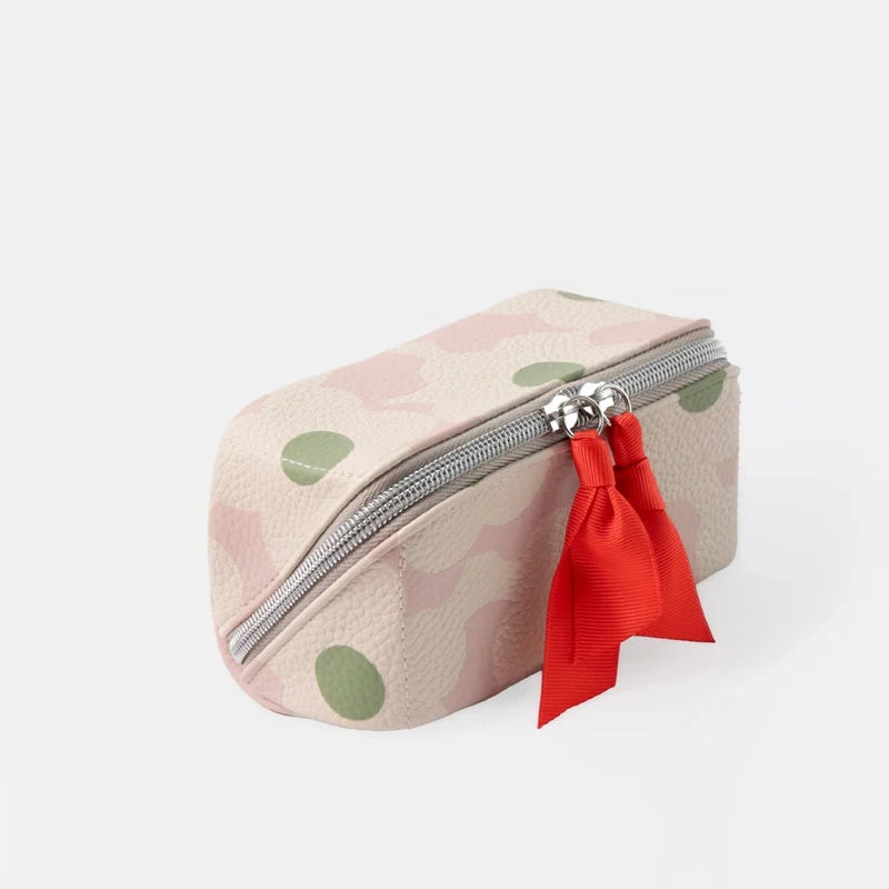 Pink Flower Mini Flat Lay Cosmetic Bag - Small Makeup Pouch