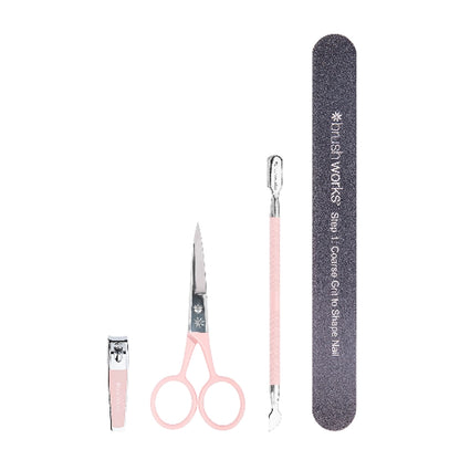 Pink Manicure &amp; Pedicure Set with Clipper, Scissors &amp; Buffer - 4pcs