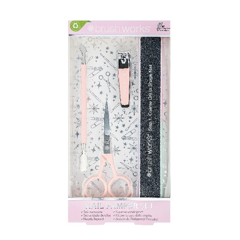 Pink Manicure &amp; Pedicure Set with Clipper, Scissors &amp; Buffer - 4pcs
