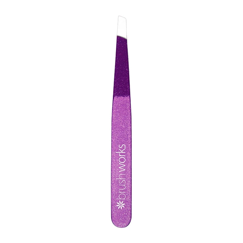 Precision Slanted Tweezer for Eyebrows &amp; Fine Hairs - Glitter Purple