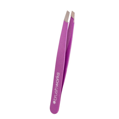 Precision Slanted Tweezer for Eyebrows &amp; Fine Hairs - Glitter Purple