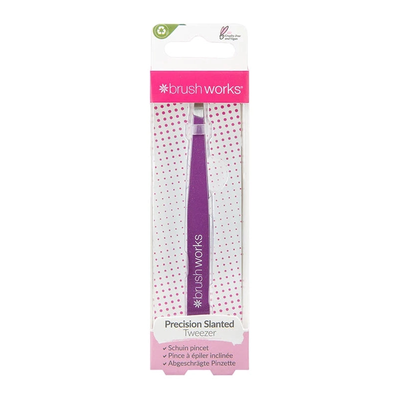 Precision Slanted Tweezer for Eyebrows &amp; Fine Hairs - Glitter Purple
